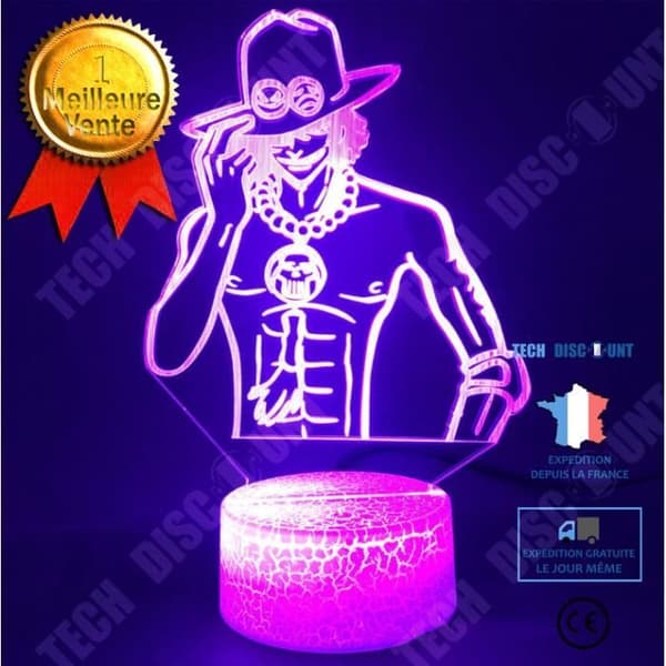TD® LvJin One Piece Fire Fist Ace Series 1 LED Visual 3D Night Light Lamp Akrylpanel