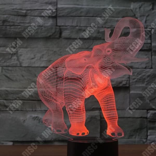 TD® 3D-lampa LED-ljus Elefantform / 7 färgförändringar Touch Switch LED Nattljus Akryldekoration Sängbord