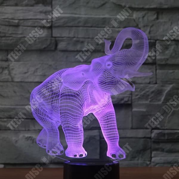 TD® 3D-lampa LED-ljus Elefantform / 7 färgförändringar Touch Switch LED Nattljus Akryldekoration Sängbord