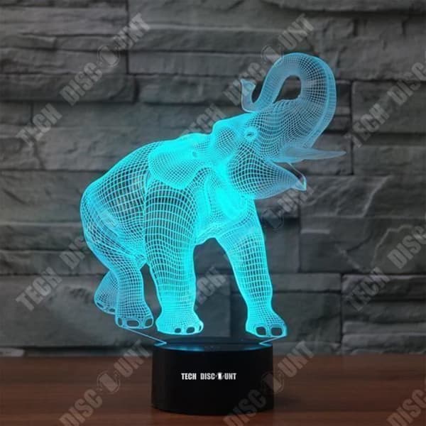 TD® 3D-lampa LED-ljus Elefantform / 7 färgförändringar Touch Switch LED Nattljus Akryldekoration Sängbord