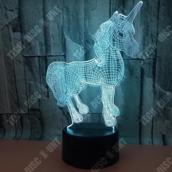 TD® Optisk bordslampa dekorativ touch 7 färger optisk illusion - liten enhörning - låg förbrukning USB-kabel eller 3 AA-batterier