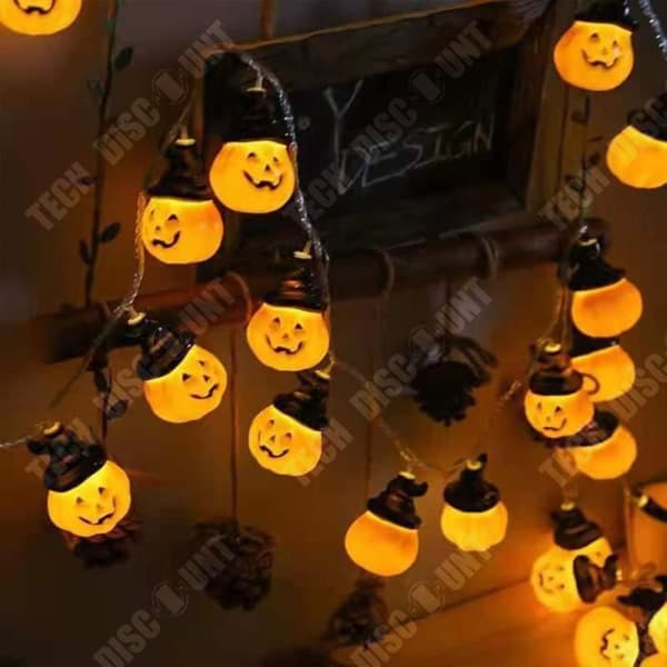 TD® 20 LED Black Hat Jack-o-lantern Halloween Pie String Lights för festliga stämningsljus Jul utomhusfestljus