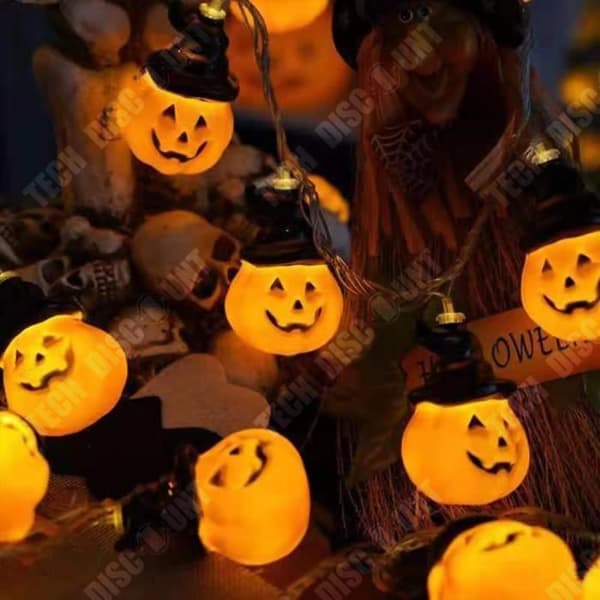 TD® 20 LED Black Hat Jack-o-lantern Halloween Pie String Lights för festliga stämningsljus Jul utomhusfestljus