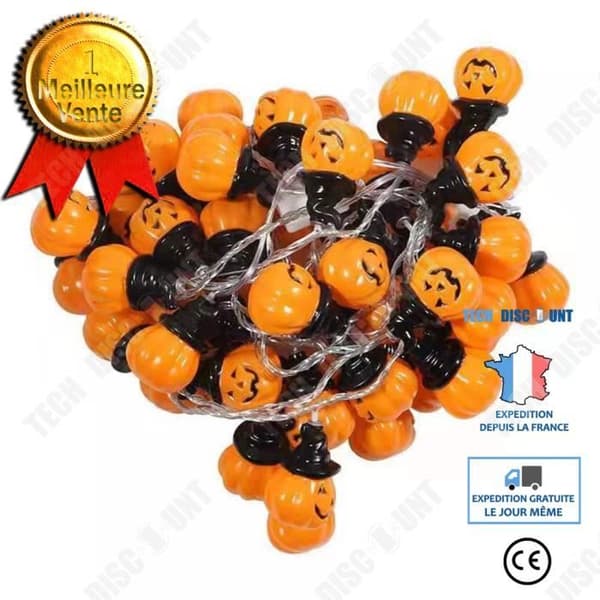 TD® 20 LED Black Hat Jack-o-lantern Halloween Pie String Lights för festliga stämningsljus Jul utomhusfestljus