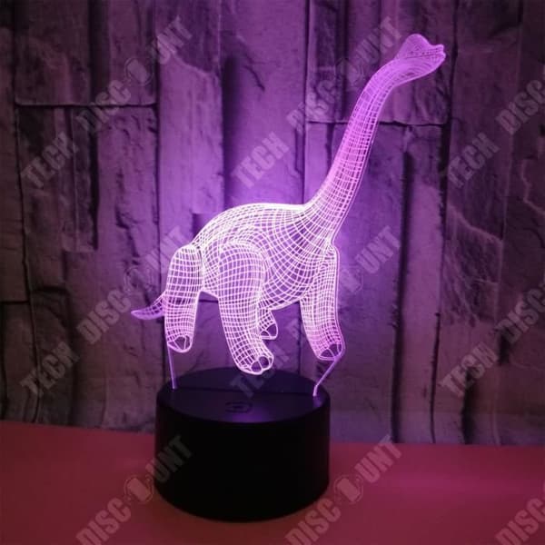 TD® Optisk bordslampa dekorativ taktil 7 färger optisk illusion - diplodocus modell - låg förbrukning USB-kabel 3 AA-batterier
