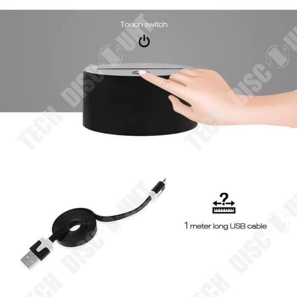 TD® Optisk bordslampa dekorativ touch 7 färger optisk illusion - fotbollsmodell - låg förbrukning USB-kabel eller 3 A-batterier
