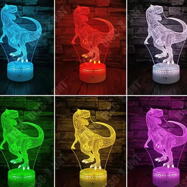 TD® Kreativ present akryl 3d dinosaurie lampa stereo led bas färgglad omgivande ljus barn klapp bordslampa