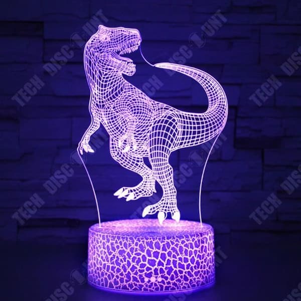 TD® Kreativ present akryl 3d dinosaurie lampa stereo led bas färgglad omgivande ljus barn klapp bordslampa