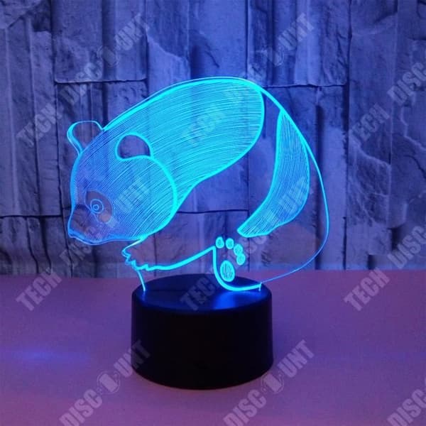 TD® Optisk bordslampa dekorativ touch 7 färger optisk illusion - pandamodell - lågförbrukning USB-kabel eller 3 AAA-batterier