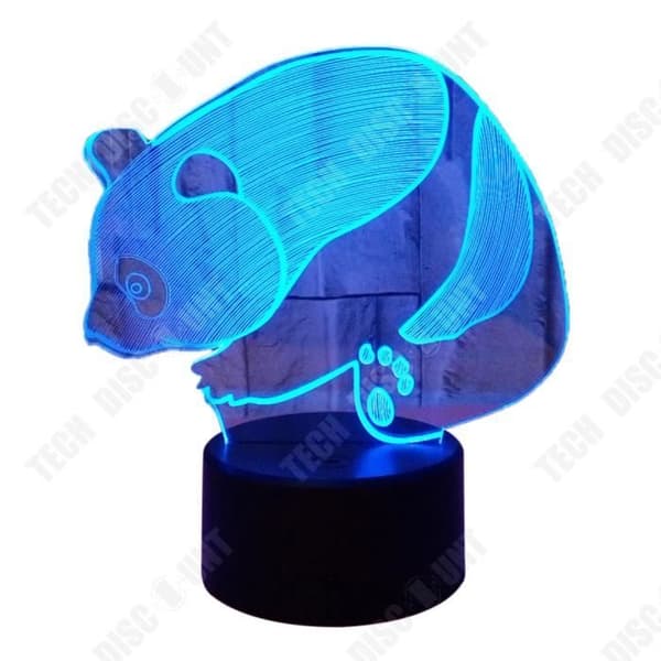 TD® Optisk bordslampa dekorativ touch 7 färger optisk illusion - pandamodell - lågförbrukning USB-kabel eller 3 AAA-batterier
