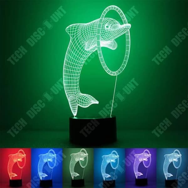 TD® Optisk bordslampa dekorativ touch 7 färger optisk illusion delfinmodell - låg förbrukning USB-kabel eller nätkontakt