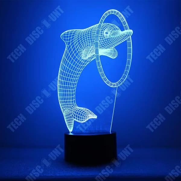 TD® Optisk bordslampa dekorativ touch 7 färger optisk illusion delfinmodell - låg förbrukning USB-kabel eller nätkontakt