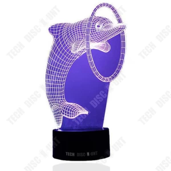 TD® Optisk bordslampa dekorativ touch 7 färger optisk illusion delfinmodell - låg förbrukning USB-kabel eller nätkontakt