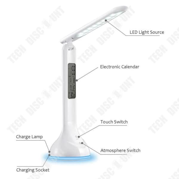 TD® LED sänglampa - evighetskalender multifunktionell bordslampa - hopfällbar bordslampa Laddning Ögonskydd Sovrum