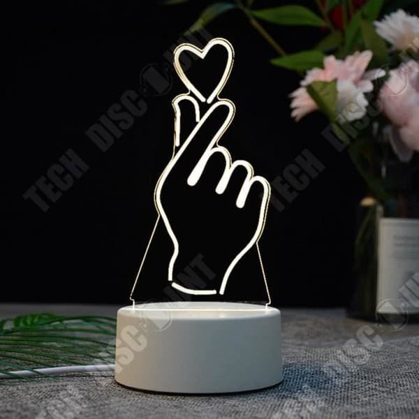 TD® 3D USB LED-lampa Hand och hjärta Akrylplatta / Nattljus Bord Sängbord Skrivbord sovrumsinredning Present varmvit lampa