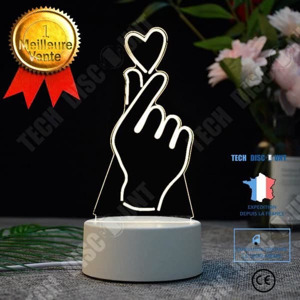 TD® 3D USB LED-lampa Hand och hjärta Akrylplatta / Nattljus Bord Sängbord Skrivbord sovrumsinredning Present varmvit lampa