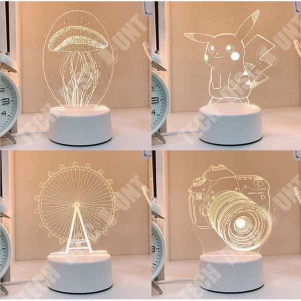TD® Nattljus-3D Nattljus Touch Control 3D Färgstarkt ljus med fjärrkontroll Dekorationsbord 3D-effekt Lampa-pariserhjul