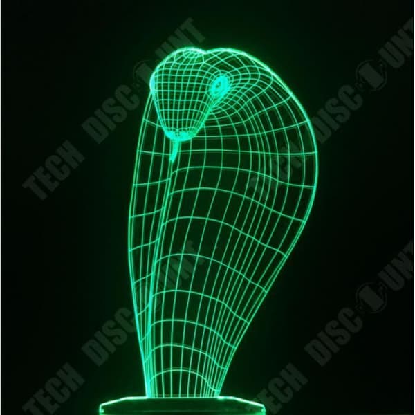 TD® 3D-lampa Optisk Illusion Led Nattljus 3D Cobra Lampa 7 Färg Led Nattljus För Barn Touch Led Usb Bordslampa Lampara Lampe B