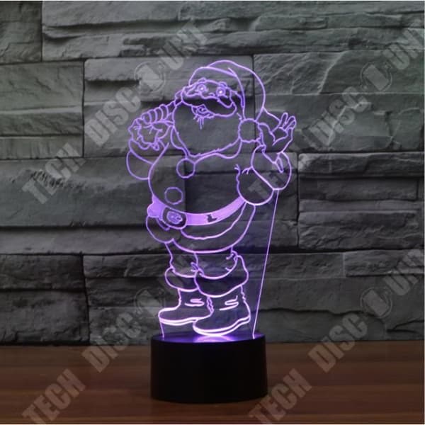 TD® Dekorativ USB Santa Claus 7 färger Fjärrkontroll Optisk illusion 3D Night Light Visualization Bordsbordslampor 3D Glow LED