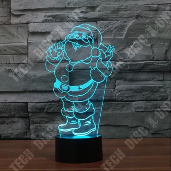 TD® Dekorativ USB Santa Claus 7 färger Fjärrkontroll Optisk illusion 3D Night Light Visualization Bordsbordslampor 3D Glow LED