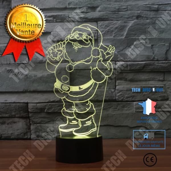 TD® Dekorativ USB Santa Claus 7 färger Fjärrkontroll Optisk illusion 3D Night Light Visualization Bordsbordslampor 3D Glow LED