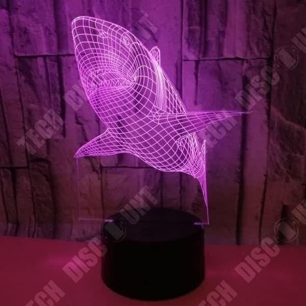 TD® Optisk bordslampa dekorativ touch 7 färger optisk illusion - hajmodell - lågförbrukning USB-kabel eller 3 AAA-batterier