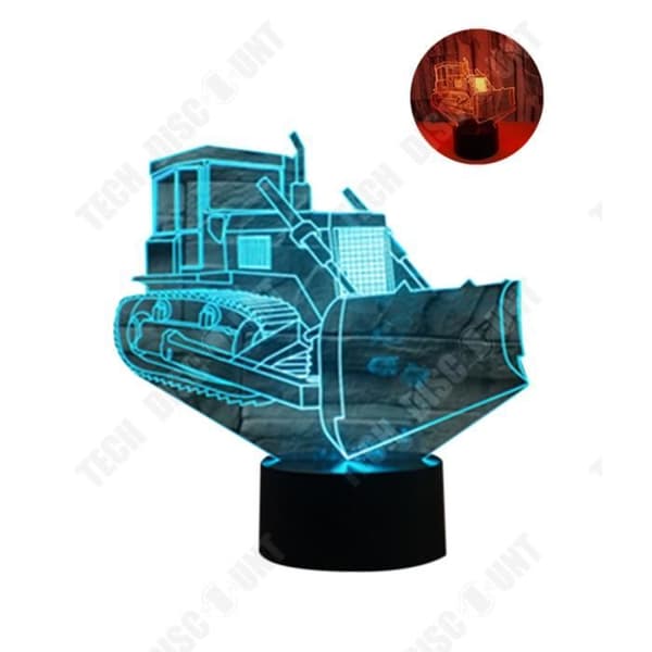 TD® Bulldozer Färgglad 3D-lampa med pekknapp - Nattljus sovrumslampa med hollogramdekoration