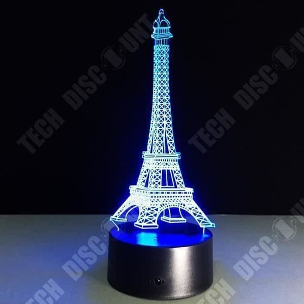 TD® Optisk bordslampa dekorativ taktil 7 färger optisk illusion Eiffeltornet modell - låg förbrukning USB-kabel 3 AAA-batterier