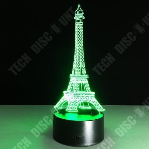 TD® Optisk bordslampa dekorativ taktil 7 färger optisk illusion Eiffeltornet modell - låg förbrukning USB-kabel 3 AAA-batterier