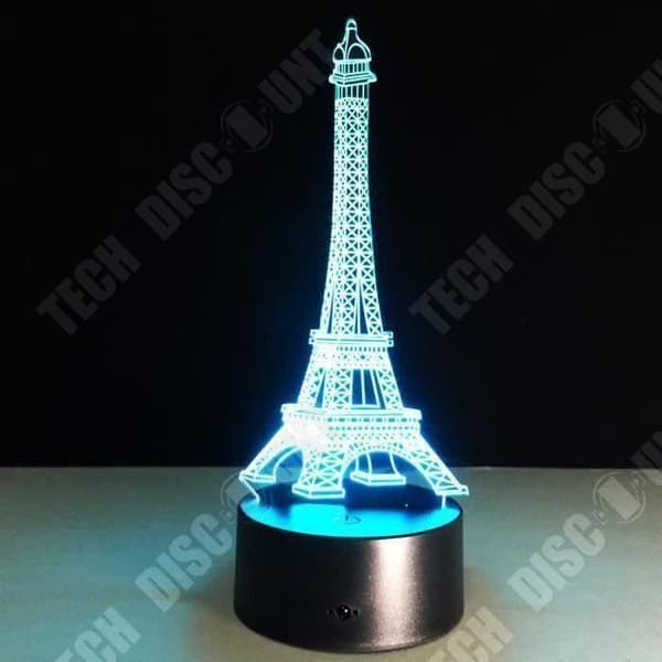 TD® Optisk bordslampa dekorativ taktil 7 färger optisk illusion Eiffeltornet modell - låg förbrukning USB-kabel 3 AAA-batterier