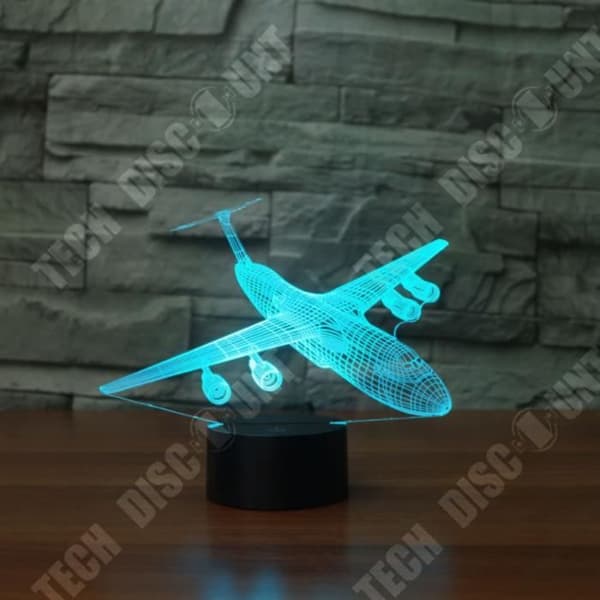 TD® 3D Optisk LED Nattljus 3D Abstrakt Flygplan Flygplan Airbus Nattljus 7 färger Ombytesbord Skrivbordslampa Dekoration de