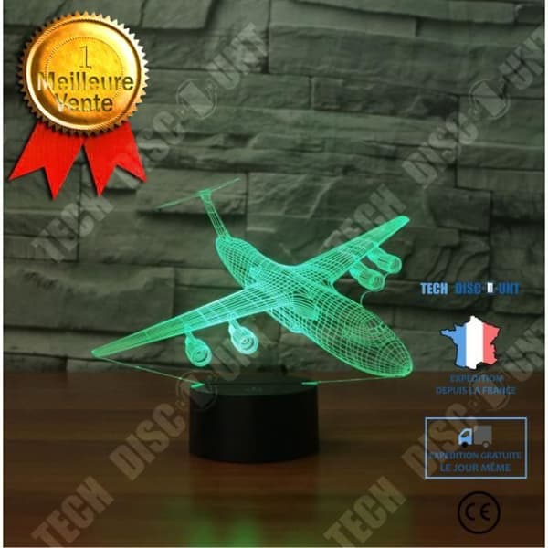 TD® 3D Optisk LED Nattljus 3D Abstrakt Flygplan Flygplan Airbus Nattljus 7 färger Ombytesbord Skrivbordslampa Dekoration de