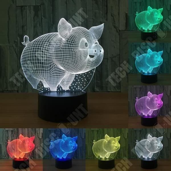 TD® Optisk bordslampa dekorativ taktil 7 färger optisk illusion - grismodell - USB-kabel med låg förbrukning eller 3 AAA-batterier
