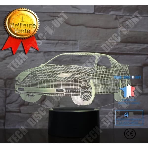 TD® Dekorativ USB-bil 7 färger Fjärrkontroll Optisk illusion Nattljus 3D-visualisering Bordsbordslampor 3D-glöd BJ95218