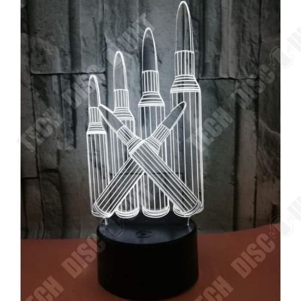 TD® Optisk bordslampa dekorativ taktil 7 färger optisk illusion - ammunitionsmodell - låg förbrukning USB-kabel 3 AAA-batterier