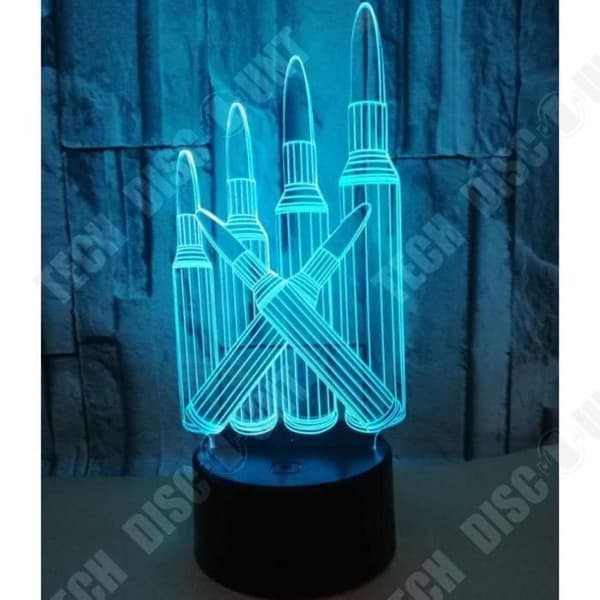 TD® Optisk bordslampa dekorativ taktil 7 färger optisk illusion - ammunitionsmodell - låg förbrukning USB-kabel 3 AAA-batterier