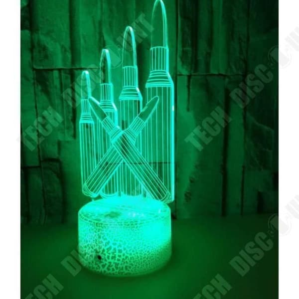 TD® Optisk bordslampa dekorativ taktil 7 färger optisk illusion - ammunitionsmodell - låg förbrukning USB-kabel 3 AAA-batterier