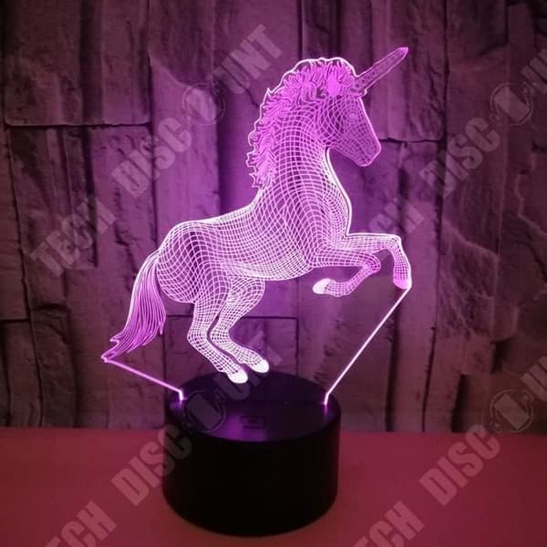 TD® Unicorn 3D LED 7 färger Nattljus LED-bordslampa USB-barnlampor som hemdekorationer