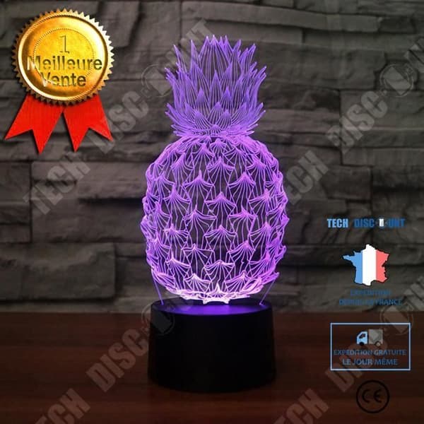TD® 3D LED-lampa USB Akrylplatta Ananas / 7 färger Ändring / Nattljus Bord Sängbord Skrivbord Sovrumsinredning varm lampa