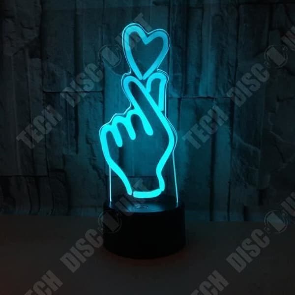 TD® Optisk bordslampa dekorativ touch 7 färger optisk illusion - hjärtmodell - låg förbrukning USB-kabel eller 3 AAA-batterier