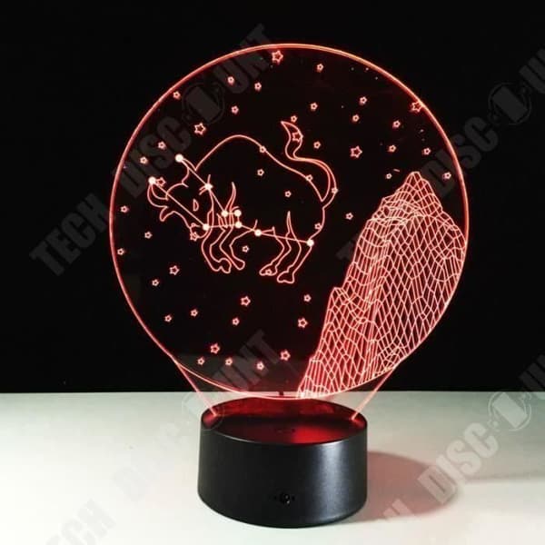 TD® Optisk bordslampa dekorativ touch 7 färger optisk illusion - bull modell - låg förbrukning USB-kabel eller 3 AA-batterier