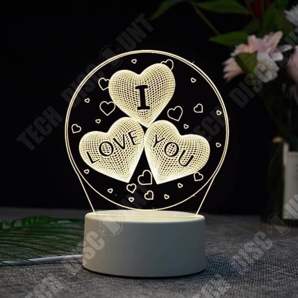 TD® USB LED 3D-lampa Akrylplatta I LOVE YOU Ljus nattlampa Bord Skrivbord Sovrumsdekoration varmvit lampa Present