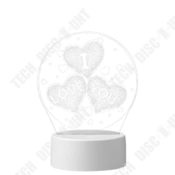 TD® USB LED 3D-lampa Akrylplatta I LOVE YOU Ljus nattlampa Bord Skrivbord Sovrumsdekoration varmvit lampa Present