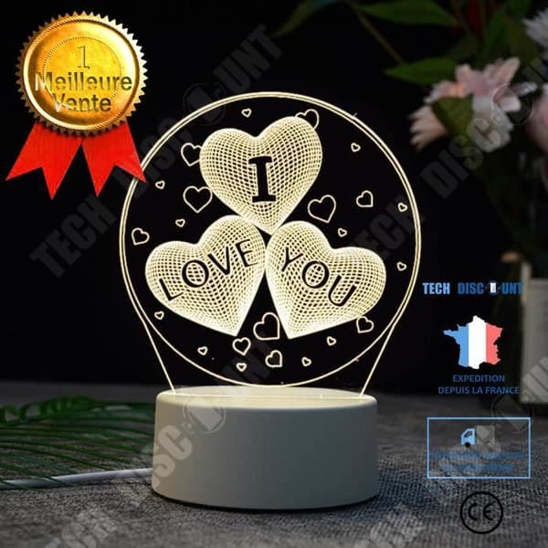 TD® USB LED 3D-lampa Akrylplatta I LOVE YOU Ljus nattlampa Bord Skrivbord Sovrumsdekoration varmvit lampa Present