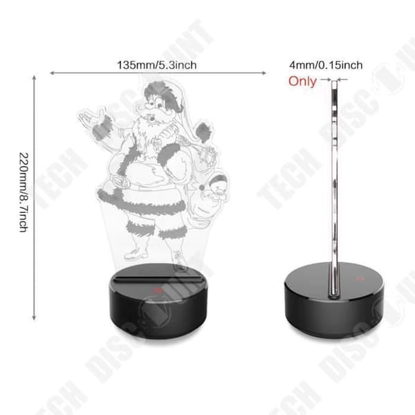 TD® 3D LED-tomtelampa/ Gammal skrivbordslampa/ 7 skiftande färger / Jultomtens julklappar / Dekoration