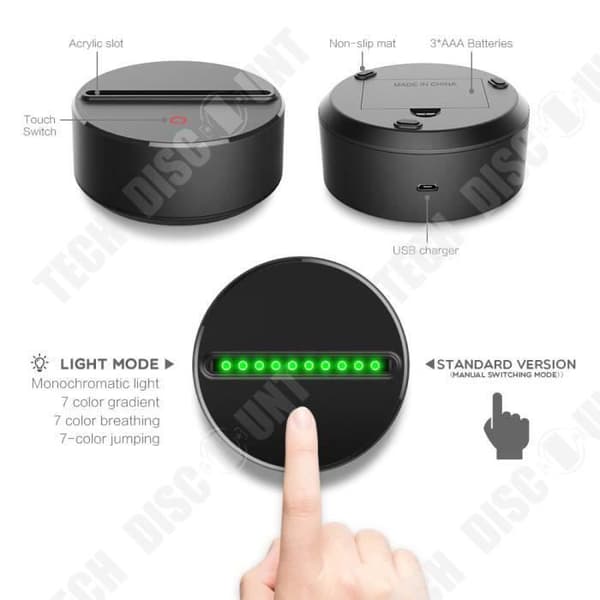 TD® 3D LED-tomtelampa/ Gammal skrivbordslampa/ 7 skiftande färger / Jultomtens julklappar / Dekoration