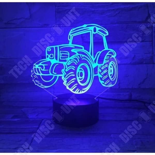TD® Optisk bordslampa dekorativ touch 7 färger optisk illusion - traktormodell - låg förbrukning USB-kabel 3 AAA-batterier