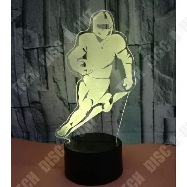 TD® 3D Illusion Rugbyspelare formad bordslampa - 3D Hollogram Glödande Nattljus Sovrumsinredning