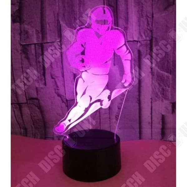 TD® 3D Illusion Rugbyspelare formad bordslampa - 3D Hollogram Glödande Nattljus Sovrumsinredning