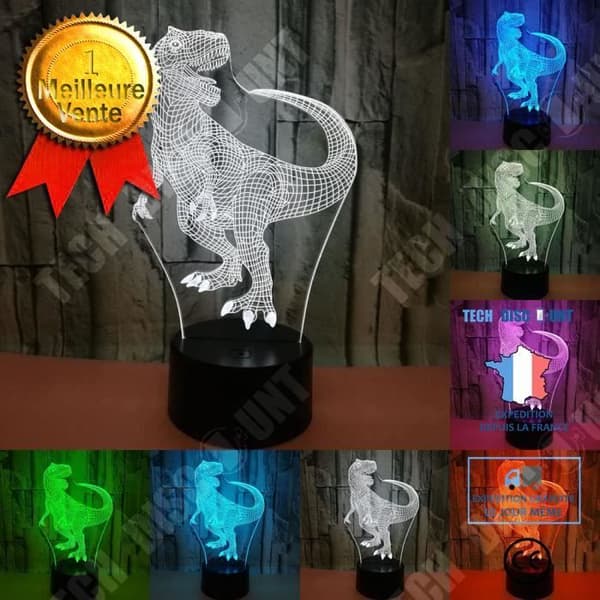 TD® Optisk bordslampa dekorativ taktil 7 färger optisk illusion modell Tyrannosaurus lågförbrukning USB-kabel eller 3 AA-batterier